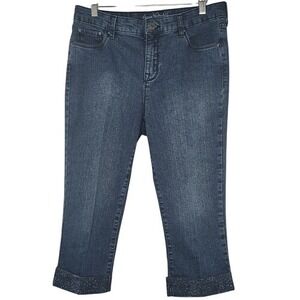 Gloria‎ Vanderbilt Alexandra Blue Embellished Cuff Capris